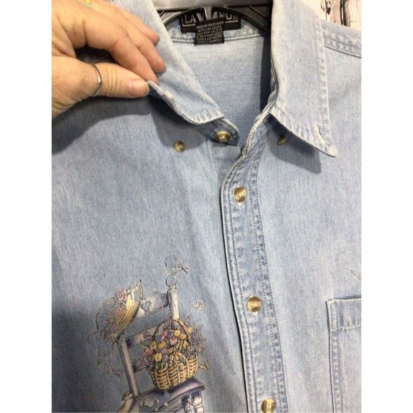 Vintage Denim Shirt Men’s Unisex Blue Size Large - Picture 3 of 16